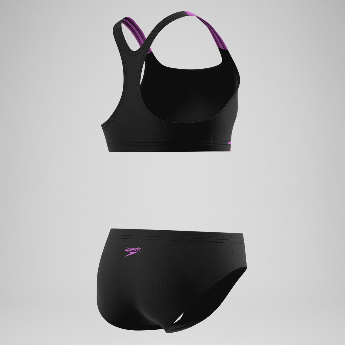 Speedo Girls Medley Logo Racerback Bikini Set Black/Pink