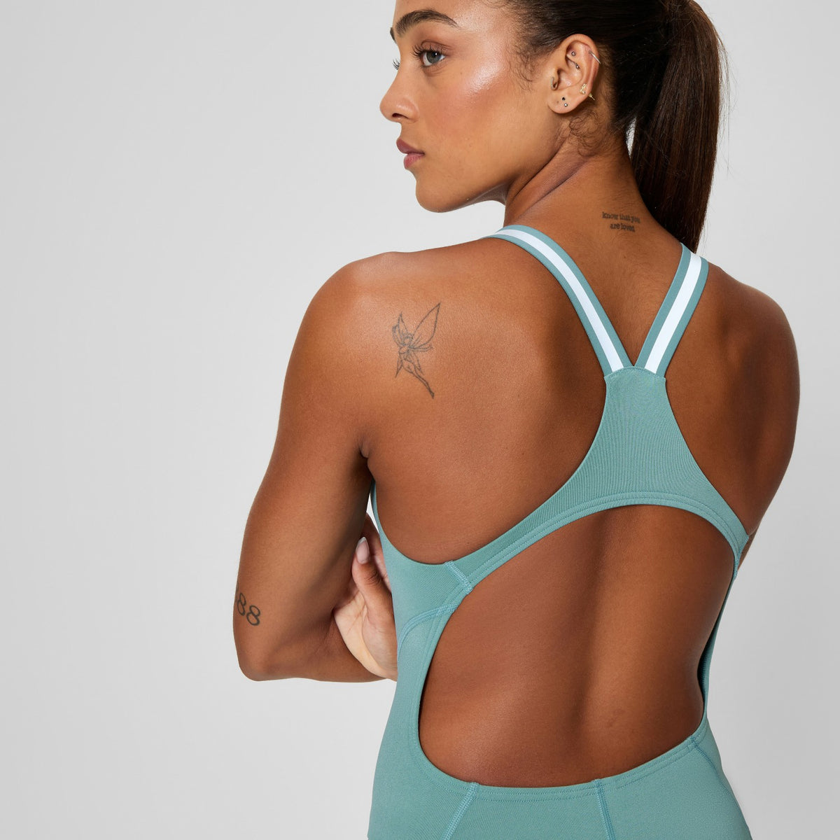 Speedo V Class Performance Back Swimsuit Storm Green