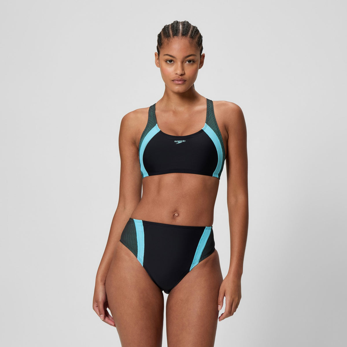 Speedo Quantum Rib Splice Bikini Set Black/Blue