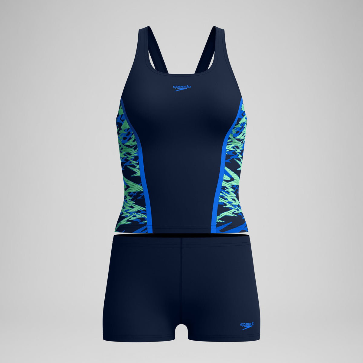 Speedo Hyperboom Splice Tankini Set Navy/Green