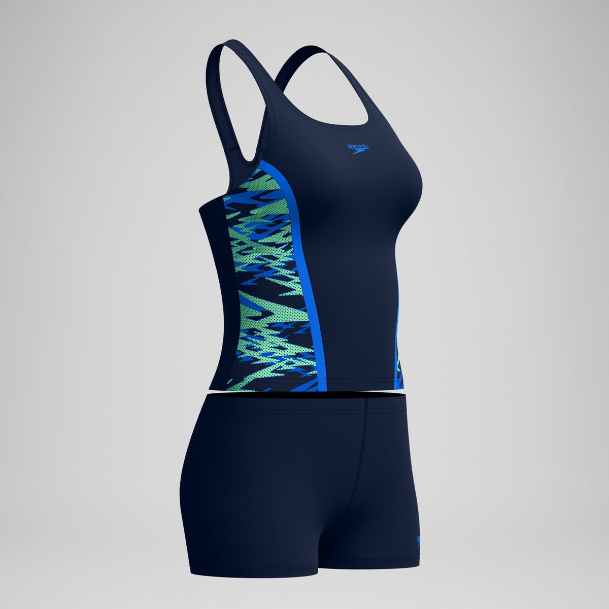 Speedo Hyperboom Splice Tankini Set Navy/Green