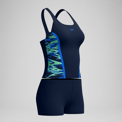 Speedo Hyperboom Splice Tankini Set Navy/Green