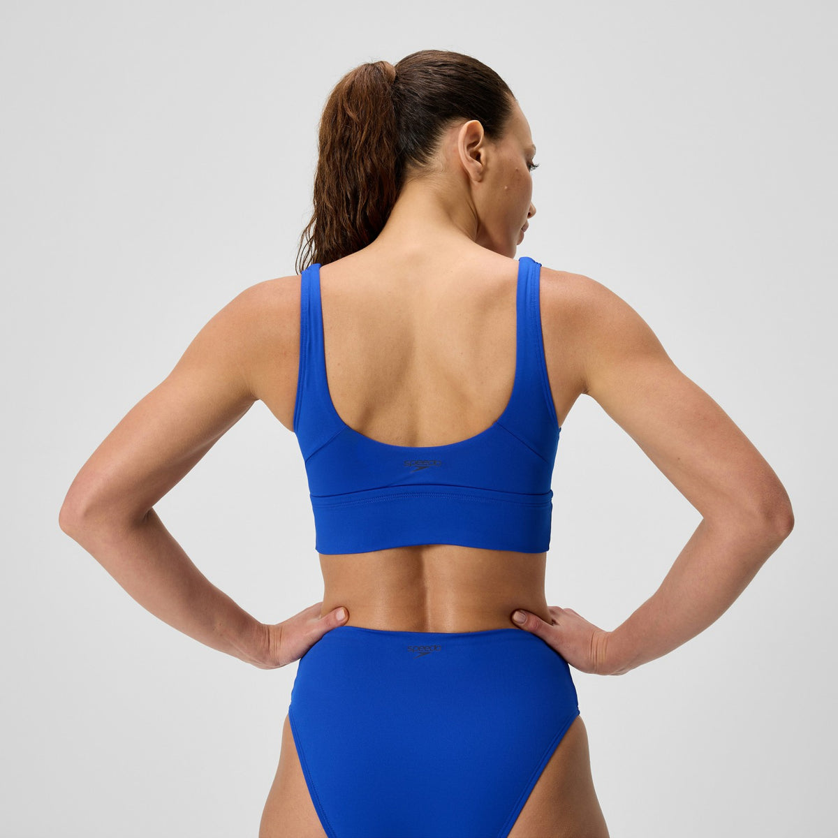 Speedo Solid Square Neck Bikini Top Blue