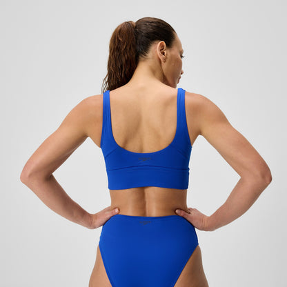 Speedo Solid Square Neck Bikini Top Blue