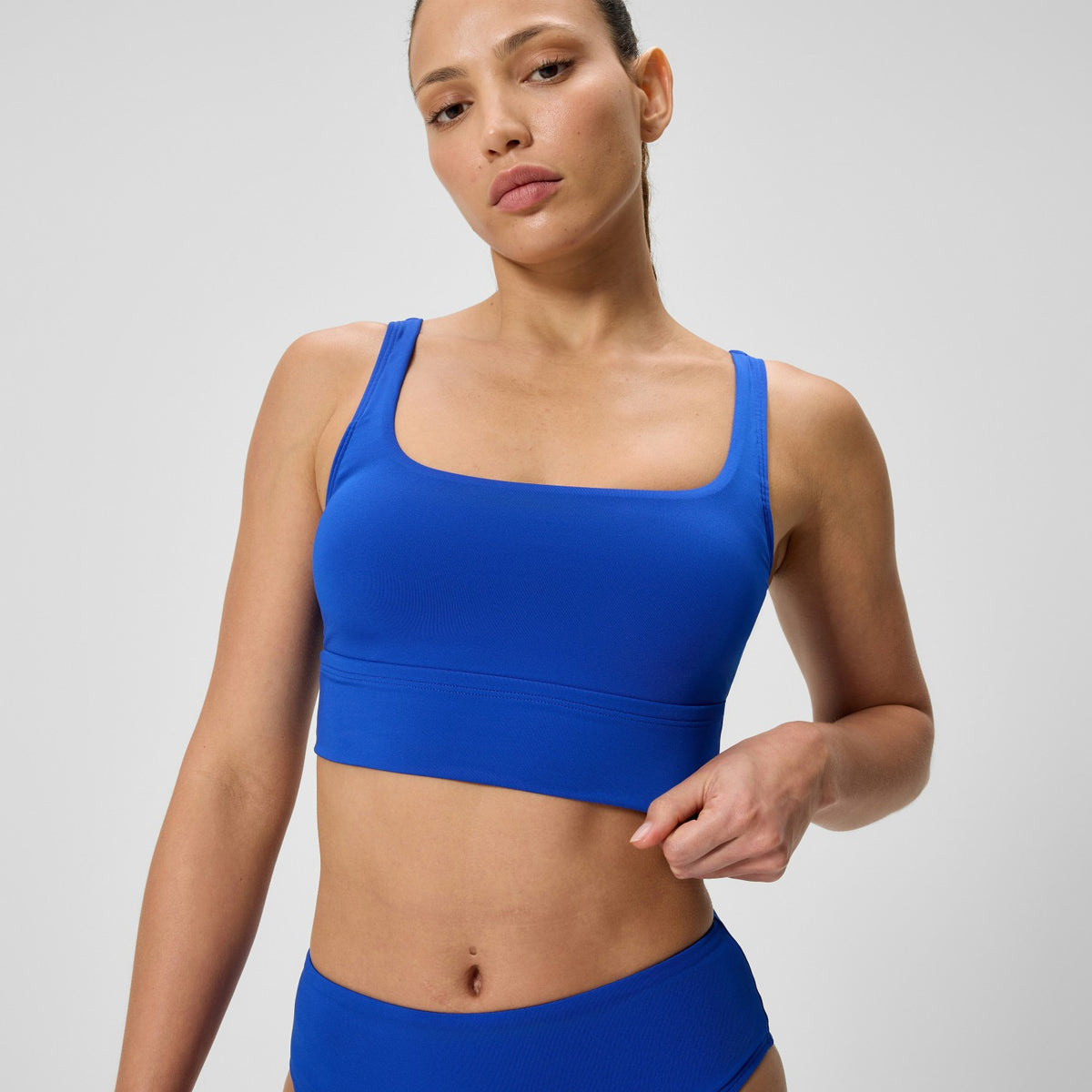 Speedo Solid Square Neck Bikini Top Blue