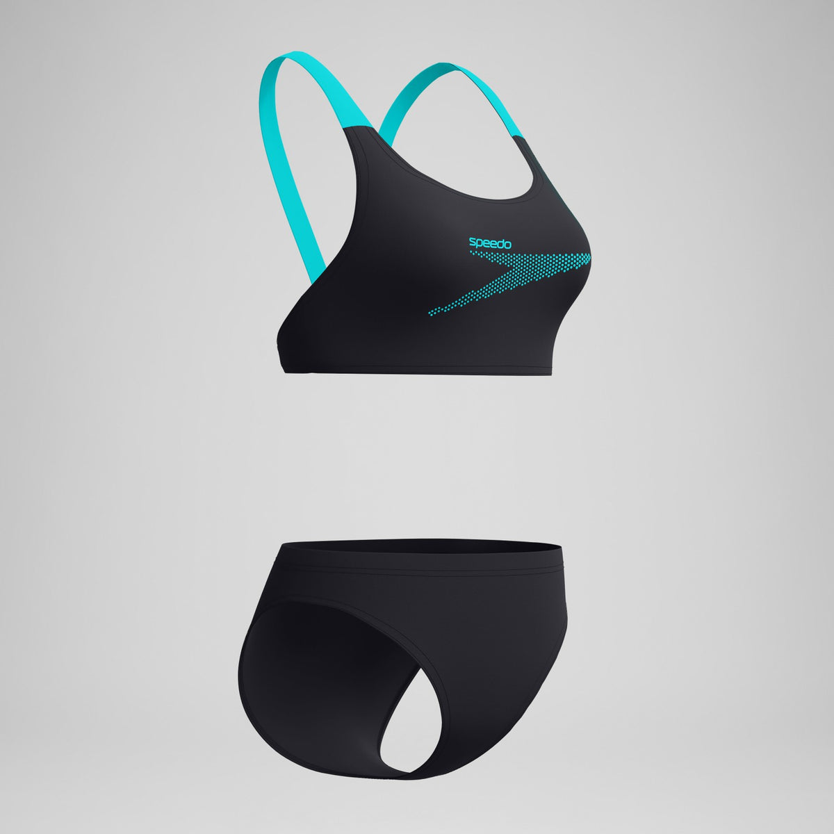 Speedo Boom Solid Leaderback Bikini Set Black/Turquoise