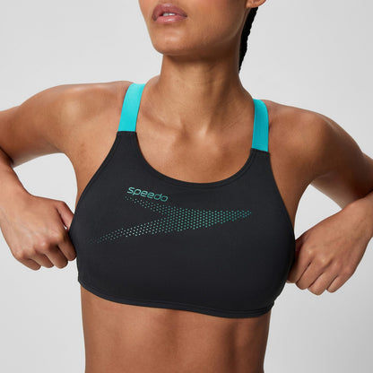 Speedo Boom Solid Leaderback Bikini Set Black/Turquoise