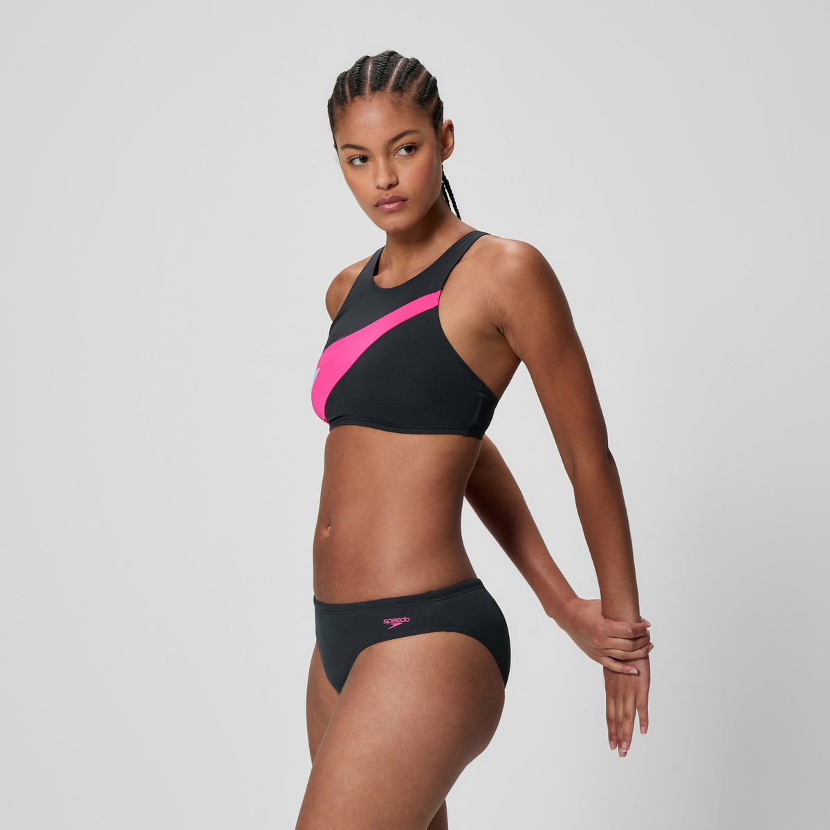 Speedo Hyperboom Butterfly Back Bikini Set Black/Pink