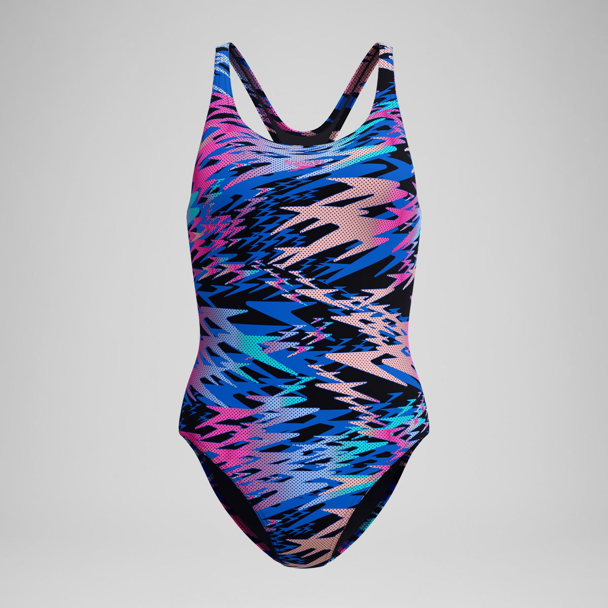 Speedo Hyperboom Printed Medalist Swimsuit Blue/Pink