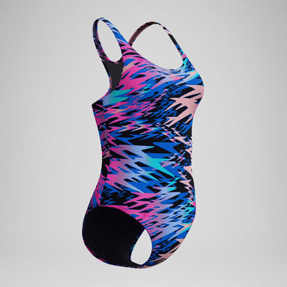 Speedo Hyperboom Printed Medalist Swimsuit Blue/Pink