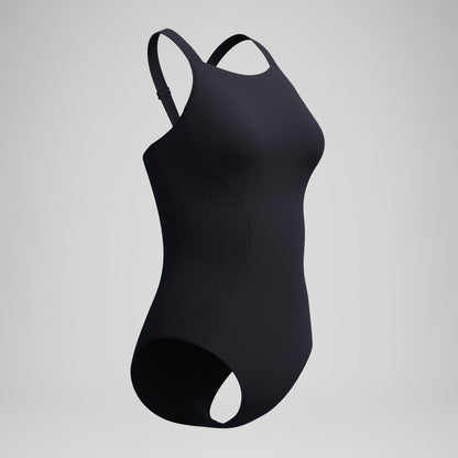 Speedo Sculpture High Neck Contour Swimsuit Black