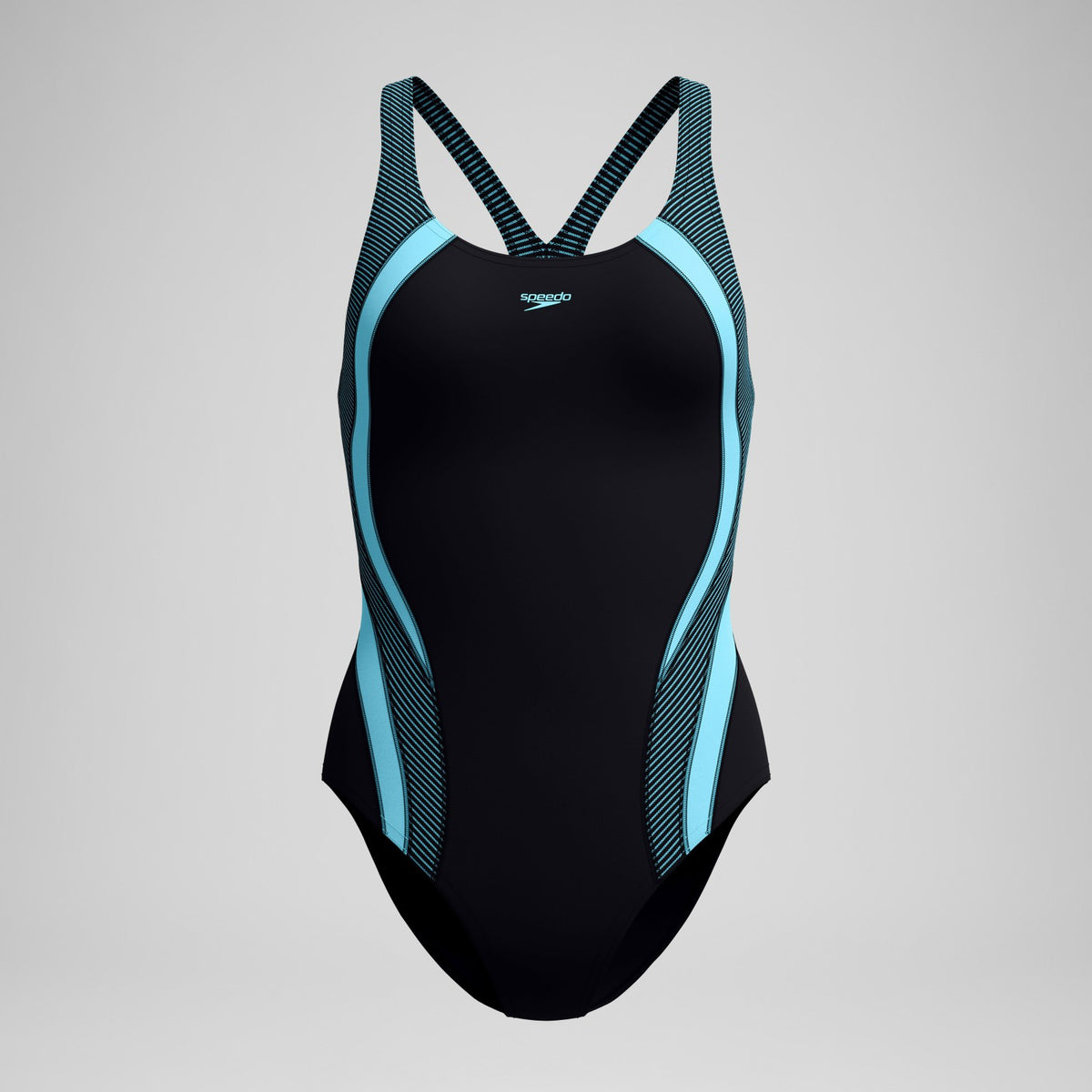 Speedo Quantum Rib Splice Swimsuit Black/Blue
