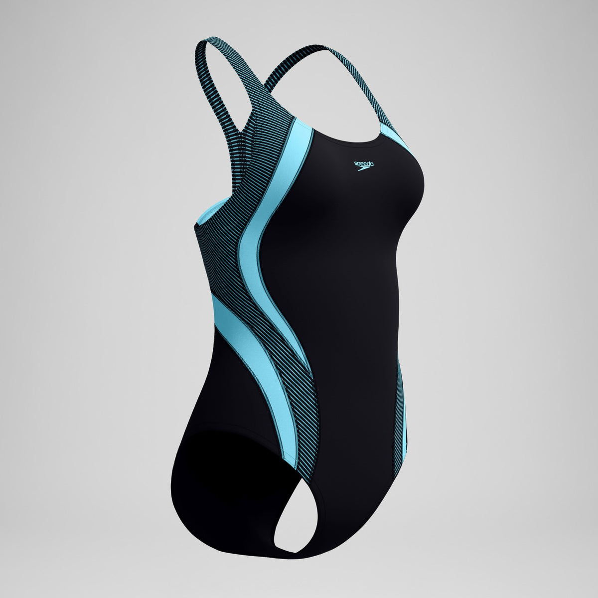 Speedo Quantum Rib Splice Swimsuit Black/Blue