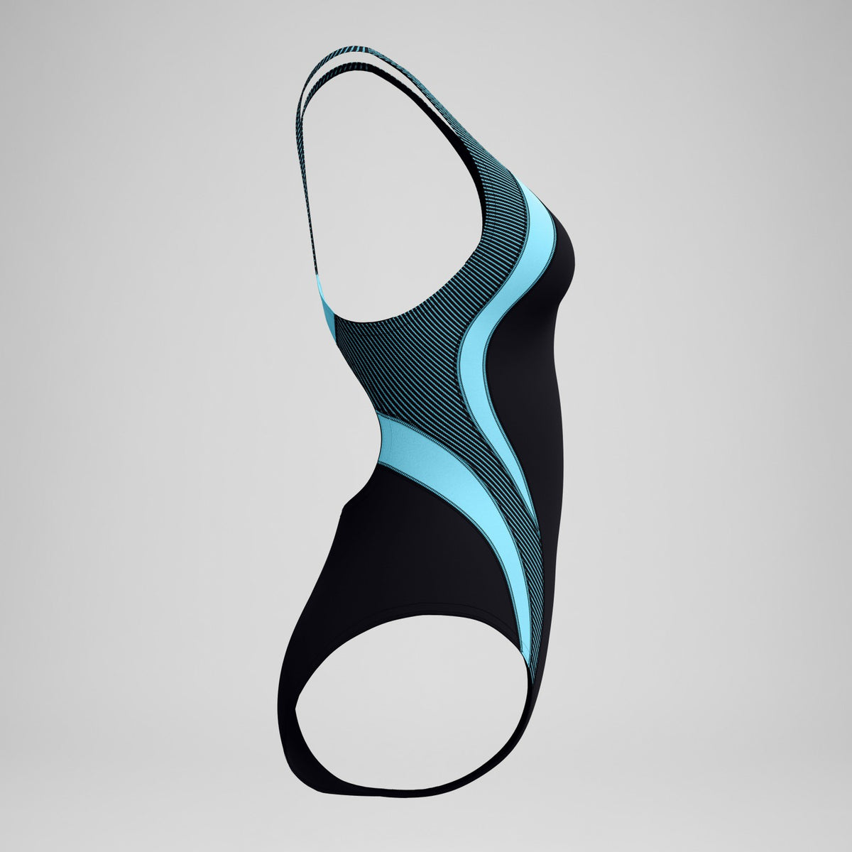 Speedo Quantum Rib Splice Swimsuit Black/Blue