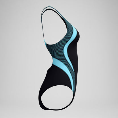 Speedo Quantum Rib Splice Swimsuit Black/Blue