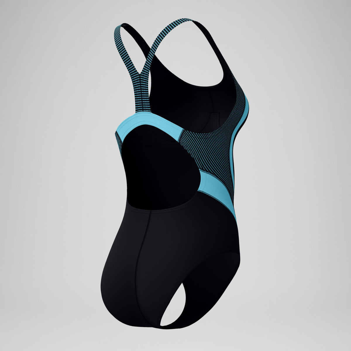 Speedo Quantum Rib Splice Swimsuit Black/Blue