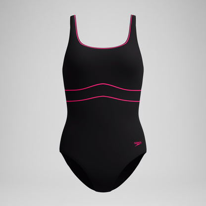Speedo Shaping Contour Eclipse Solid Swimsuit Black/Pink