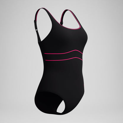 Speedo Shaping Contour Eclipse Solid Swimsuit Black/Pink