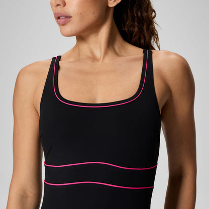 Speedo Shaping Contour Eclipse Solid Swimsuit Black/Pink