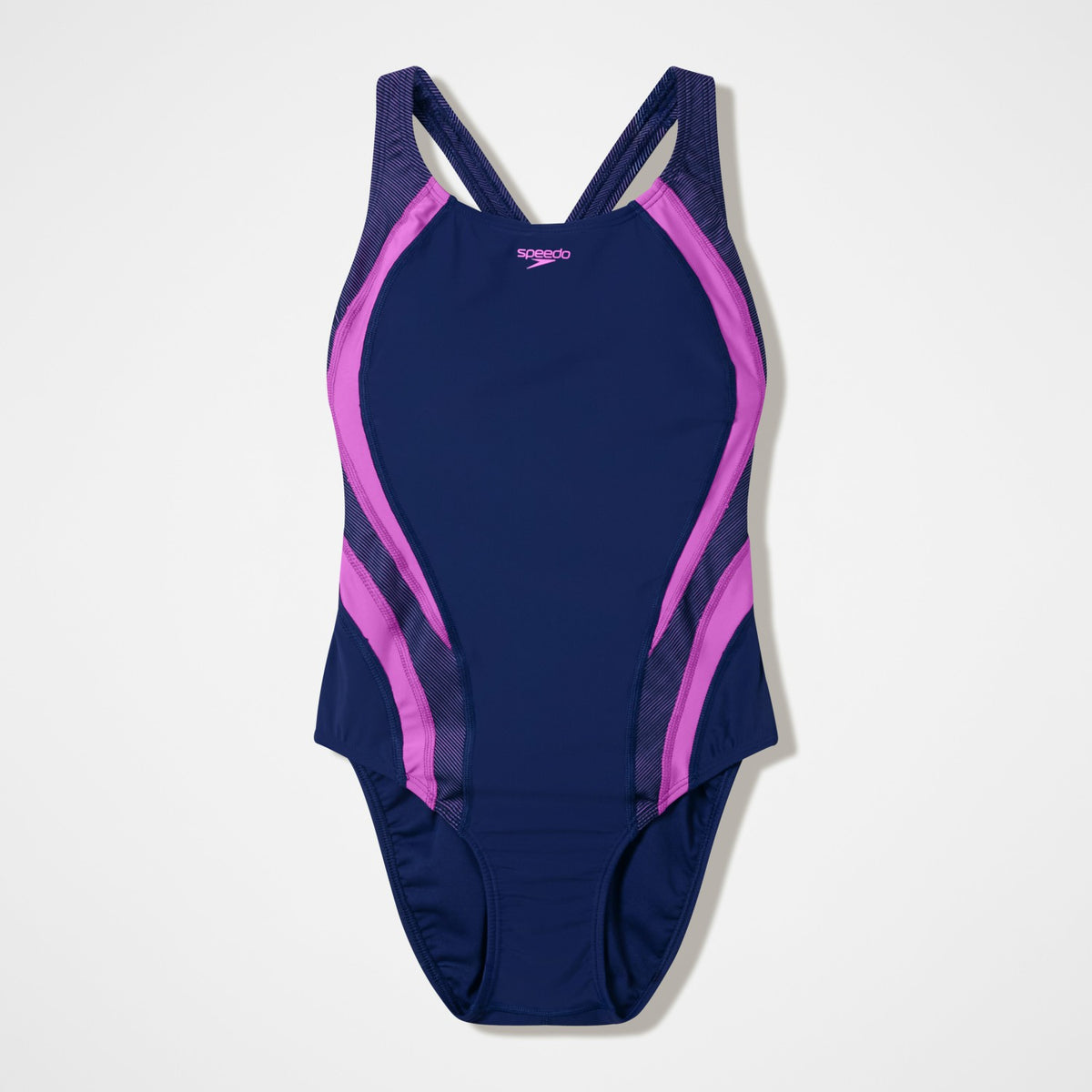 Speedo Quantum Rib Splice Swimsuit Navy/Pink
