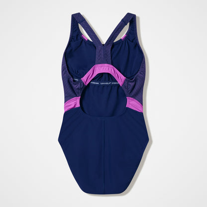 Speedo Quantum Rib Splice Swimsuit Navy/Pink