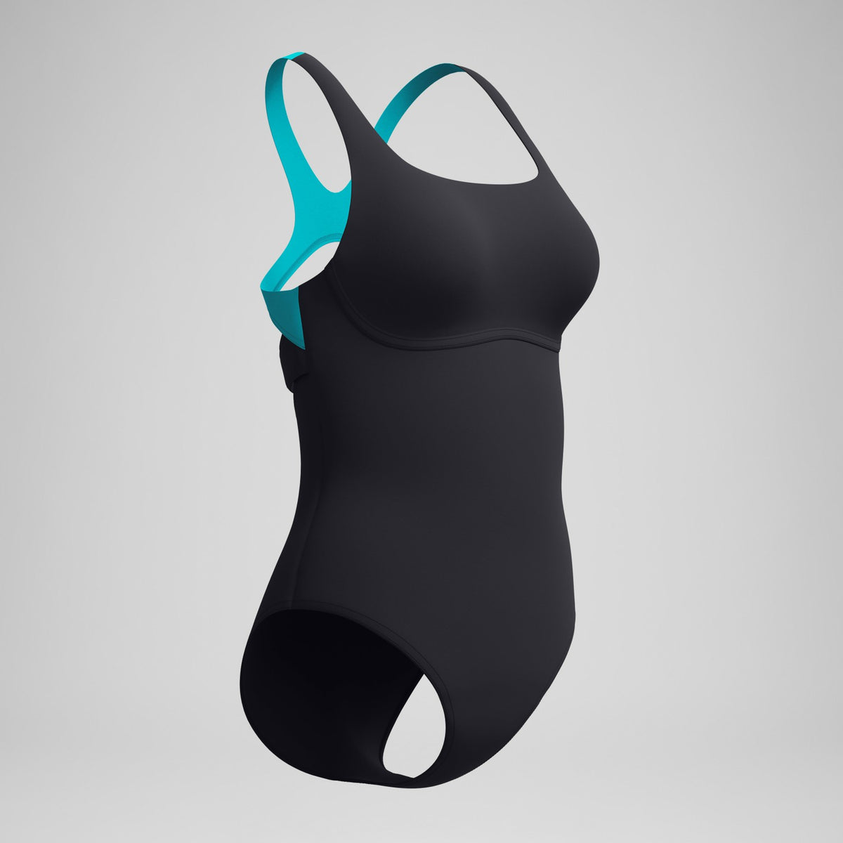 Speedo Solid Flex Band Swimsuit Black/Turquoise