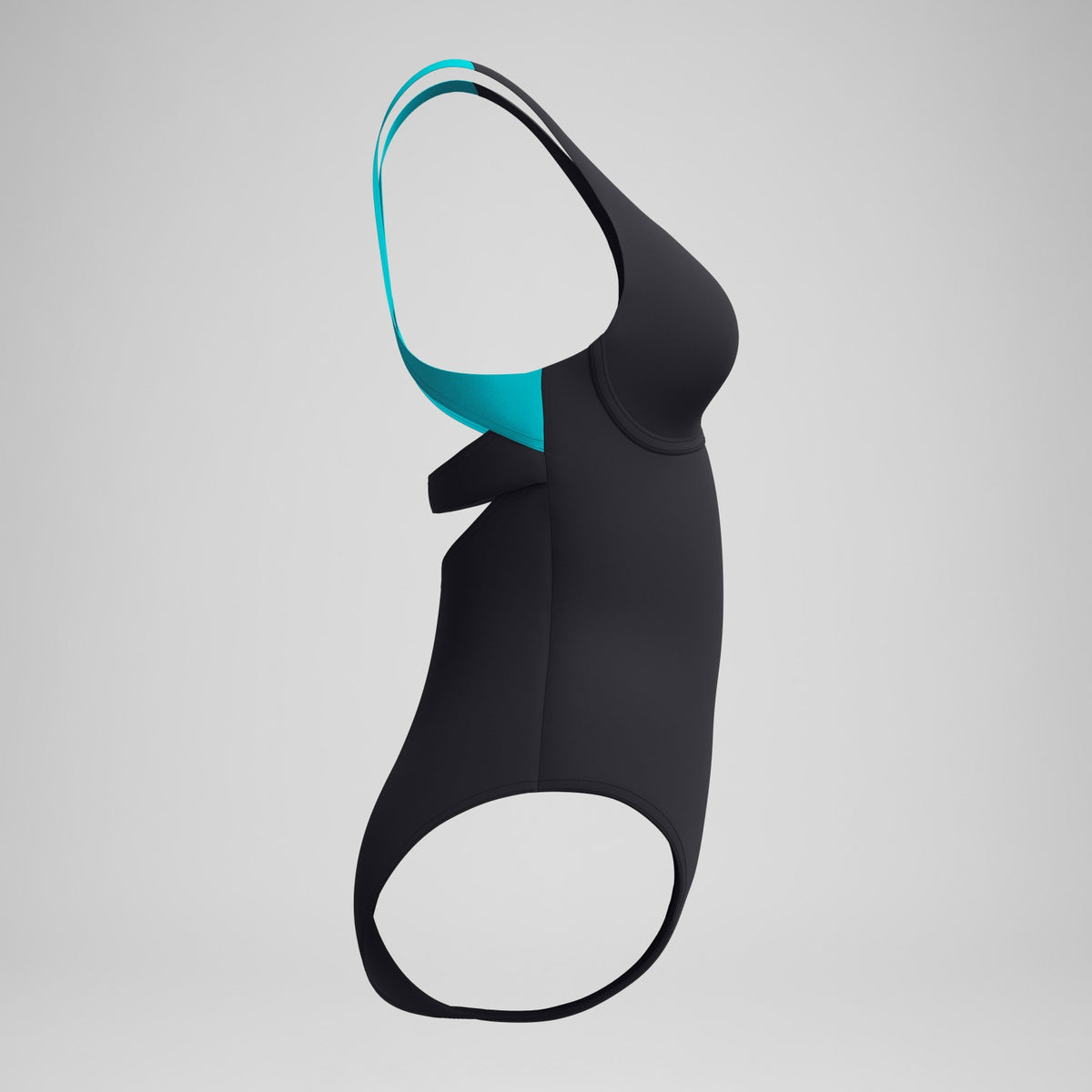 Speedo Solid Flex Band Swimsuit Black/Turquoise