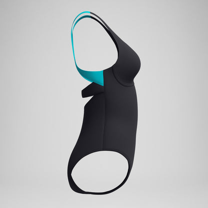 Speedo Solid Flex Band Swimsuit Black/Turquoise