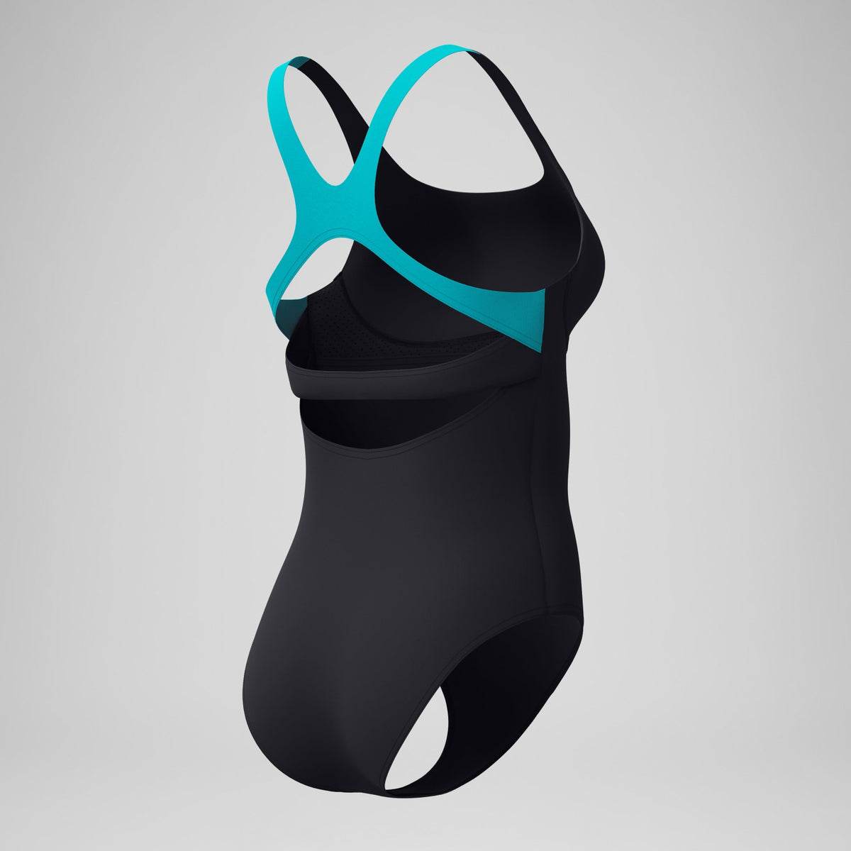 Speedo Solid Flex Band Swimsuit Black/Turquoise