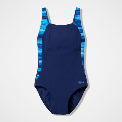 Speedo Luna Lustre Printed Swimsuit Navy