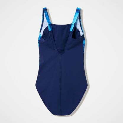 Speedo Luna Lustre Printed Swimsuit Navy