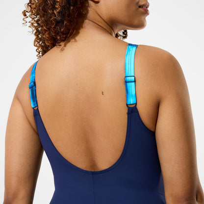 Speedo Luna Lustre Printed Swimsuit Navy