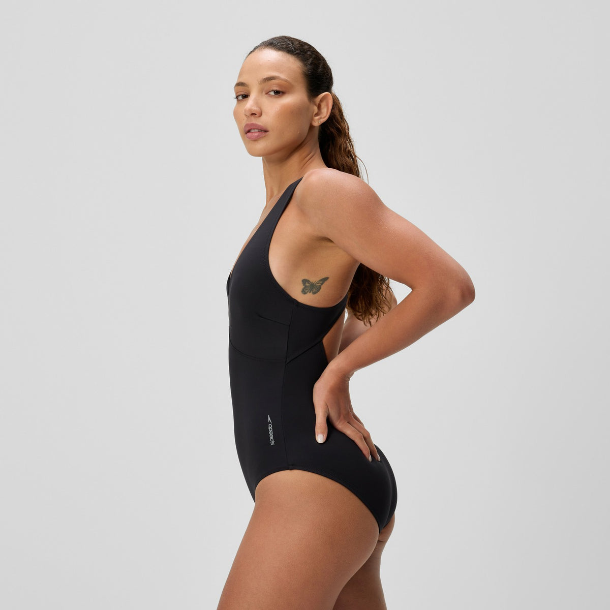 Speedo Sculpture Butterfly Back Swimsuit Black