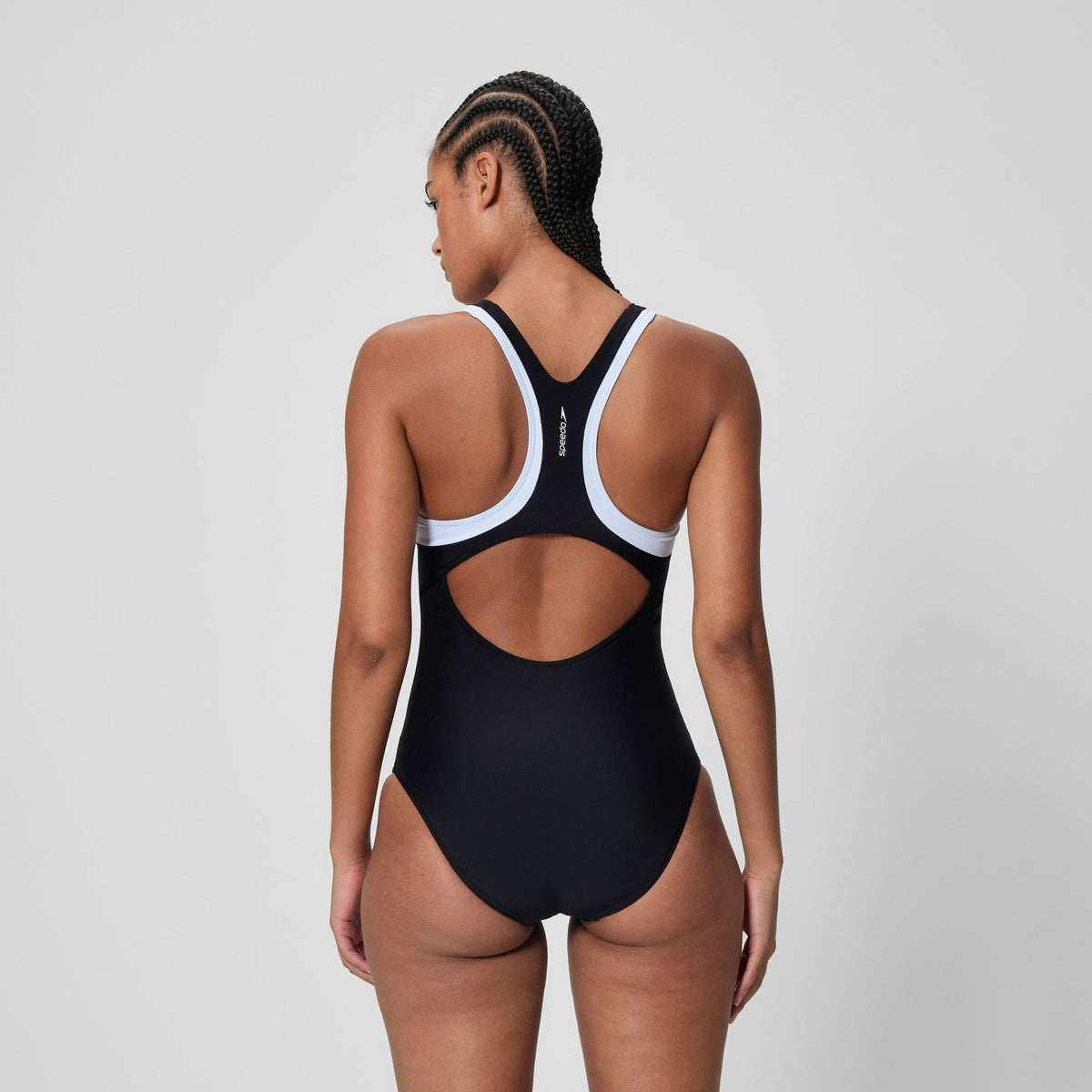 Speedo Colourblock Racerback Swimsuit Black/White