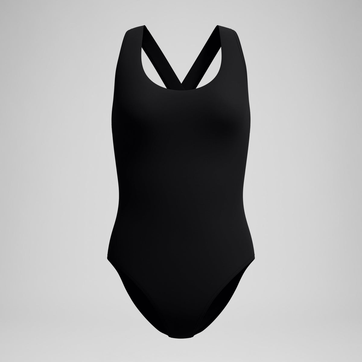 Speedo Solid Scoop Neck Swimsuit Black