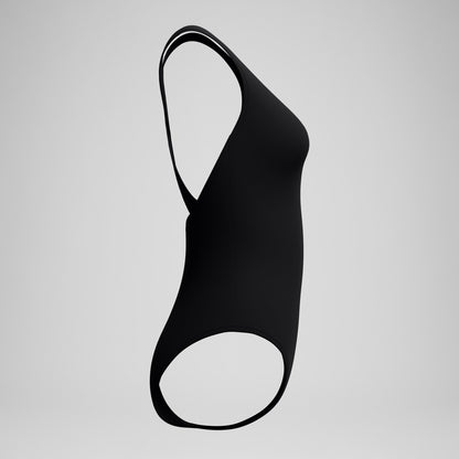 Speedo Solid Scoop Neck Swimsuit Black