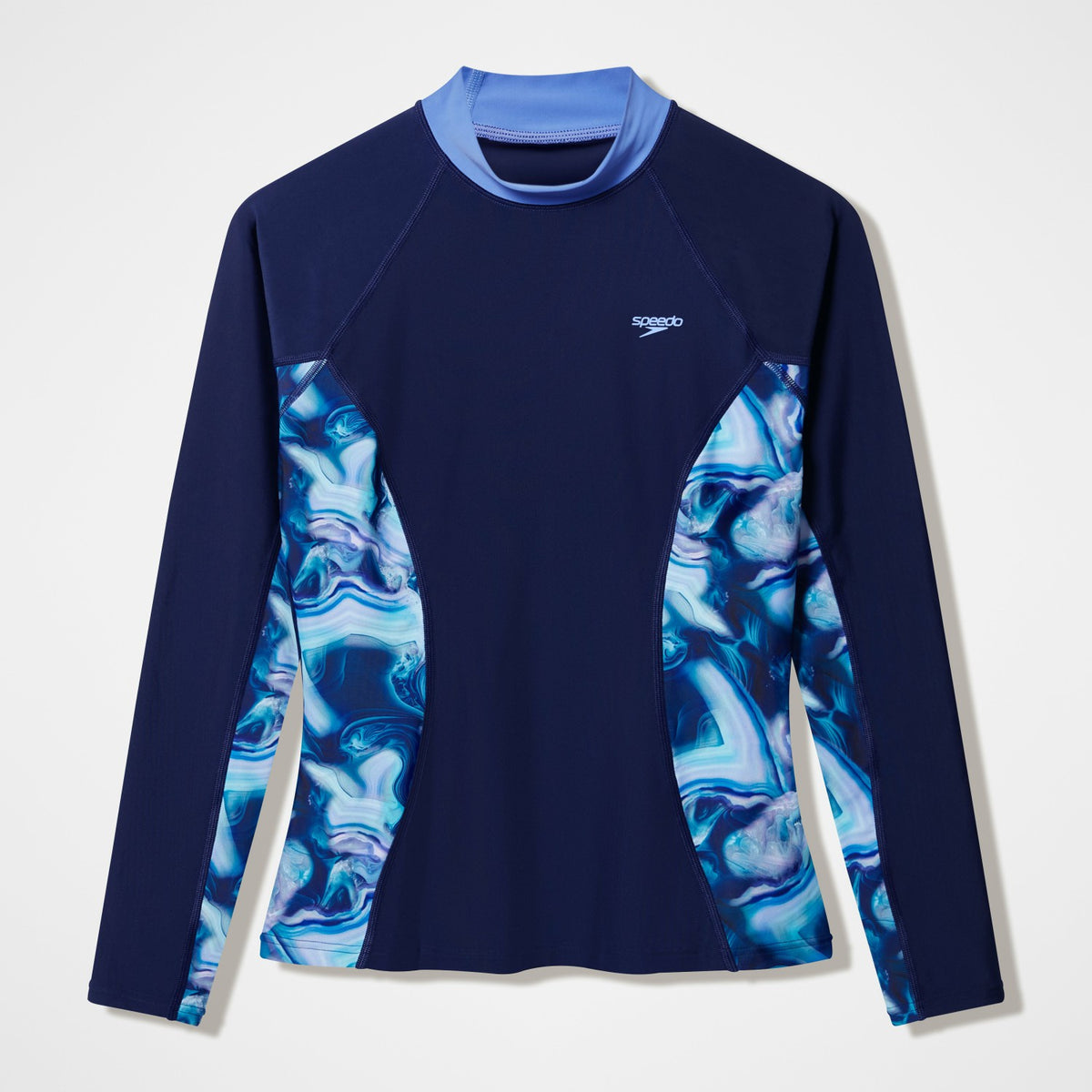 Speedo Modern Coverage Printed Long Sleeve Rashguard Navy