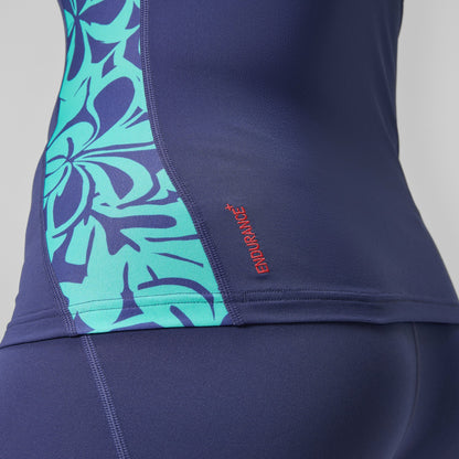 Speedo Printed Long Sleeve Rash Top Blue/Green