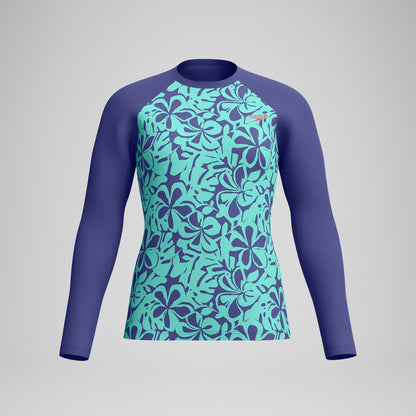 Speedo Printed Long Sleeve Rash Top Blue/Green