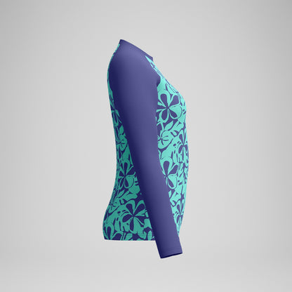 Speedo Printed Long Sleeve Rash Top Blue/Green