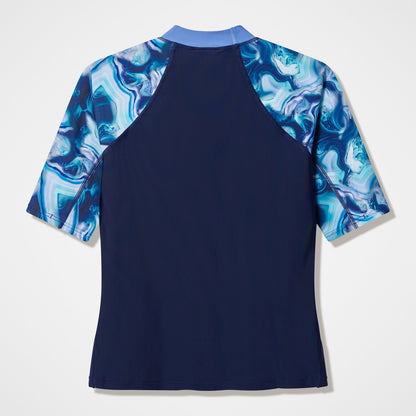 Speedo Modern Coverage Printed Short Sleeve Rashguard Navy