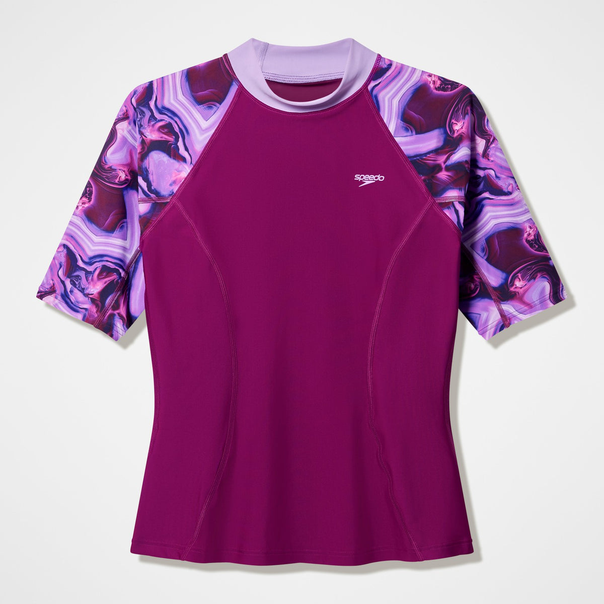 Speedo Modern Coverage Printed Short Sleeve Rashguard Dark Pink
