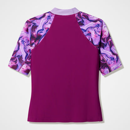 Speedo Modern Coverage Printed Short Sleeve Rashguard Dark Pink