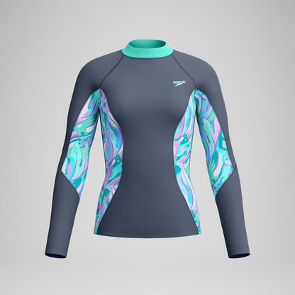 Speedo Long Sleeve Rashguard Grey/Turquoise