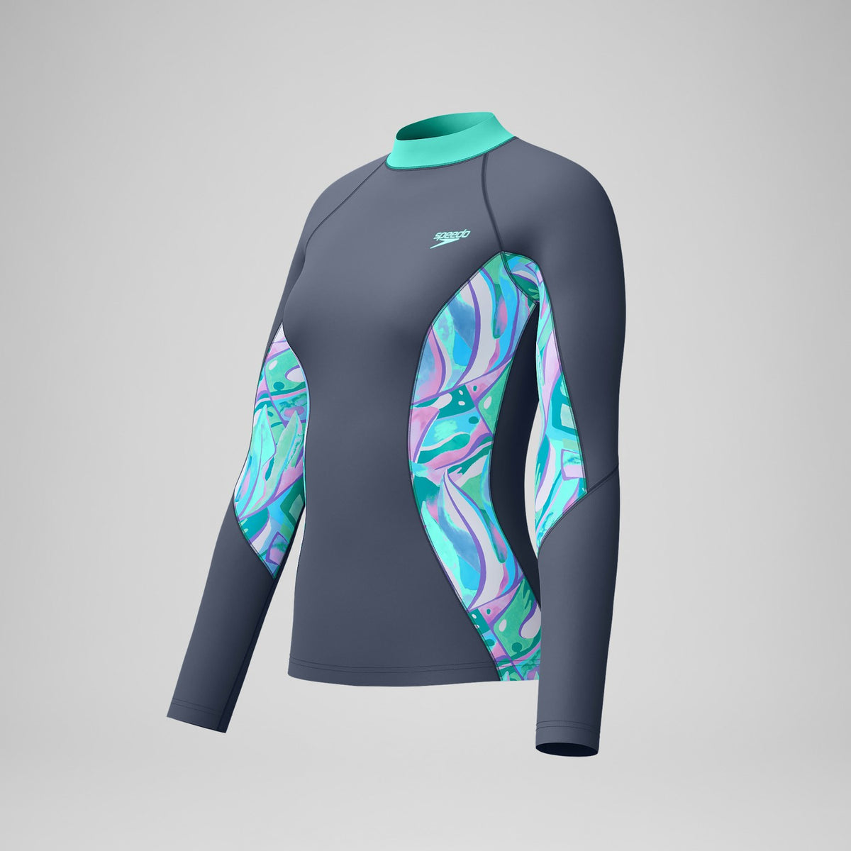 Speedo Long Sleeve Rashguard Grey/Turquoise