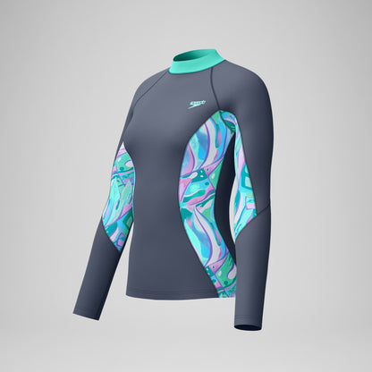 Speedo Long Sleeve Rashguard Grey/Turquoise