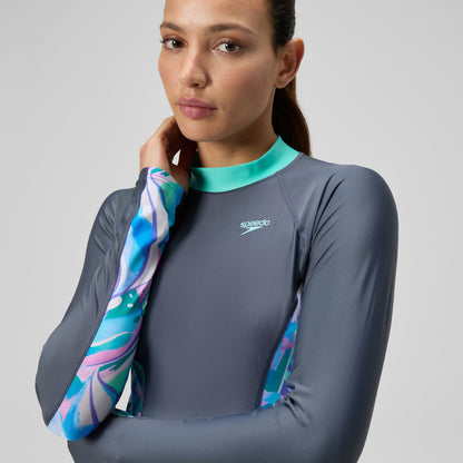 Speedo Long Sleeve Rashguard Grey/Turquoise