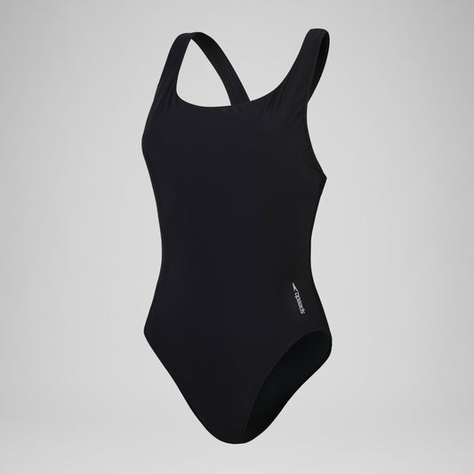 Speedo Solid Scoop Mesh One Piece Black