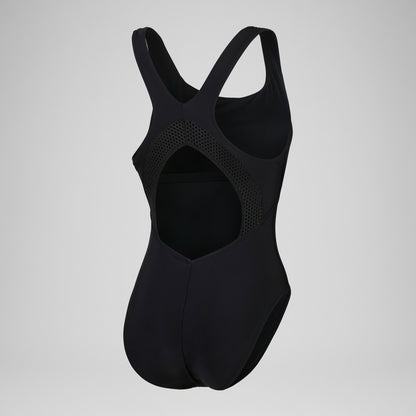 Speedo Solid Scoop Mesh One Piece Black