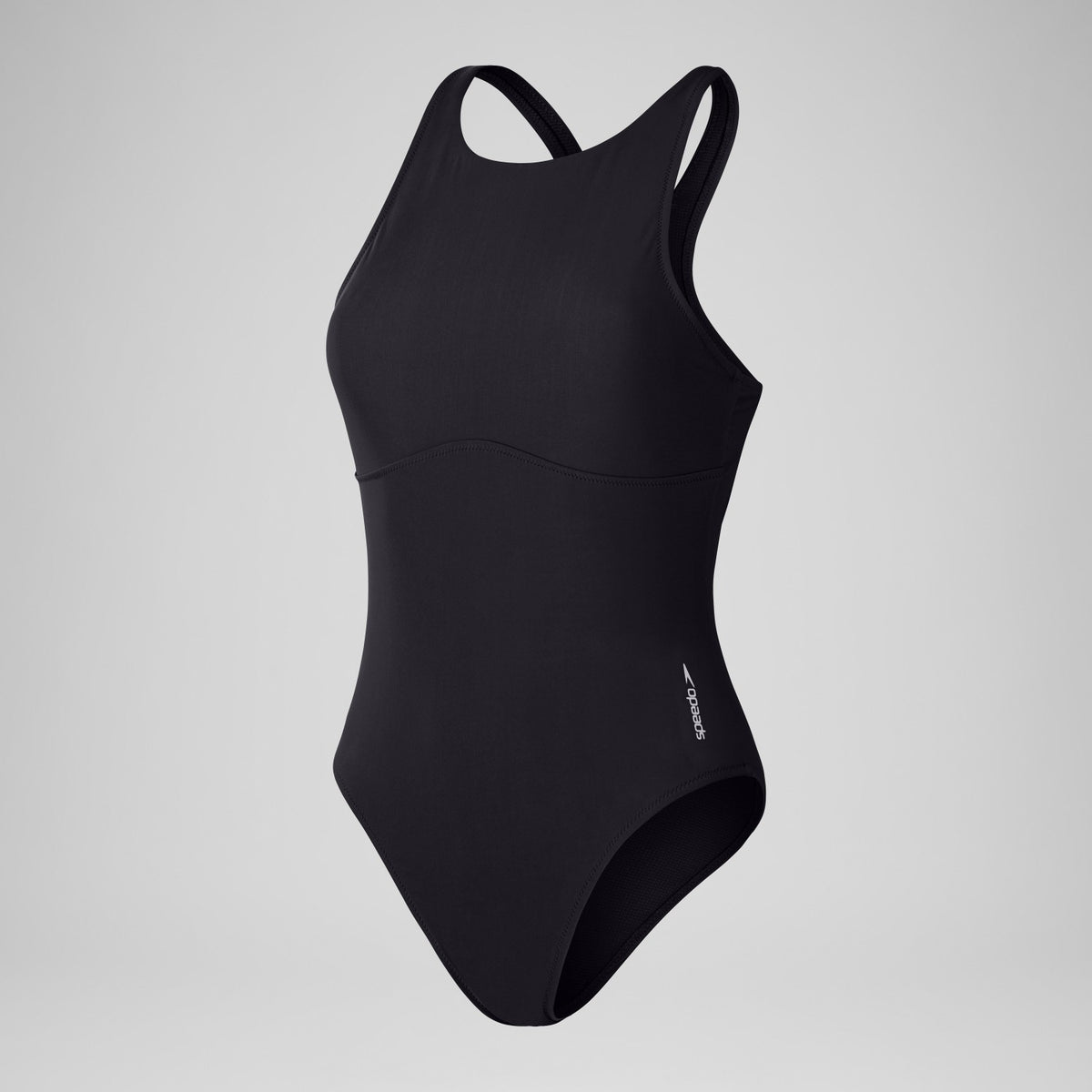 Speedo Solid High Neck One Piece Black